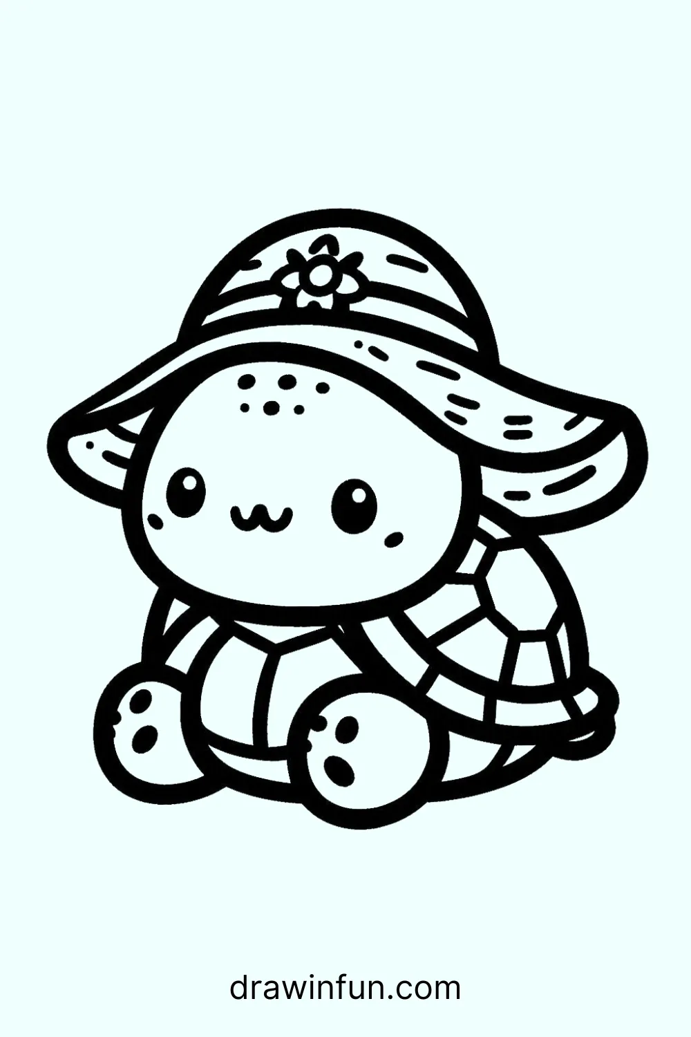 Tortoise wearing a sun hat easy drawing