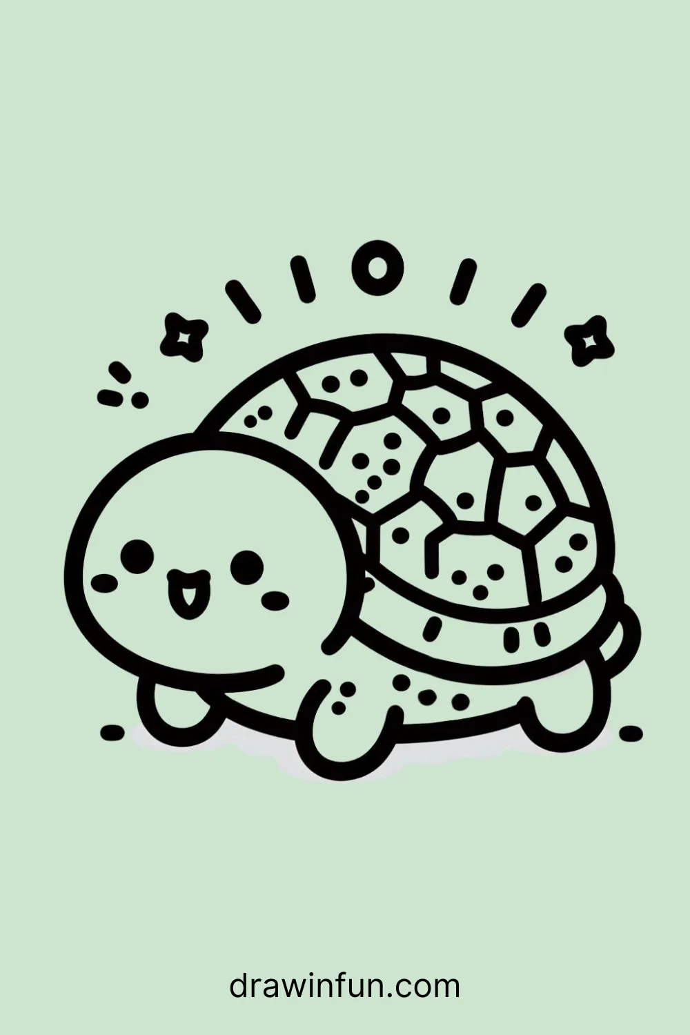 Tortoise with a Shell Pattern easy drawing