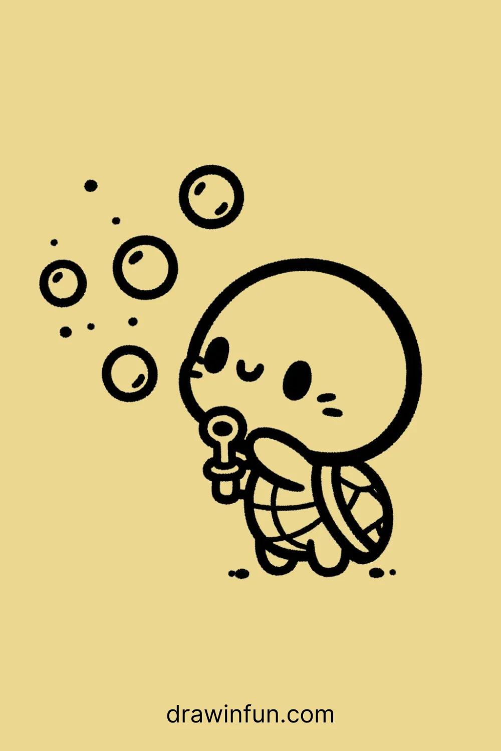 Turtle blowing bubbles easy drawing