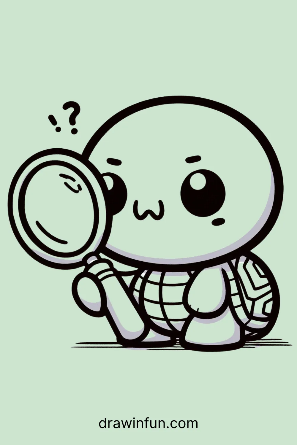 Turtle with a Magnifying Glass easy drawing