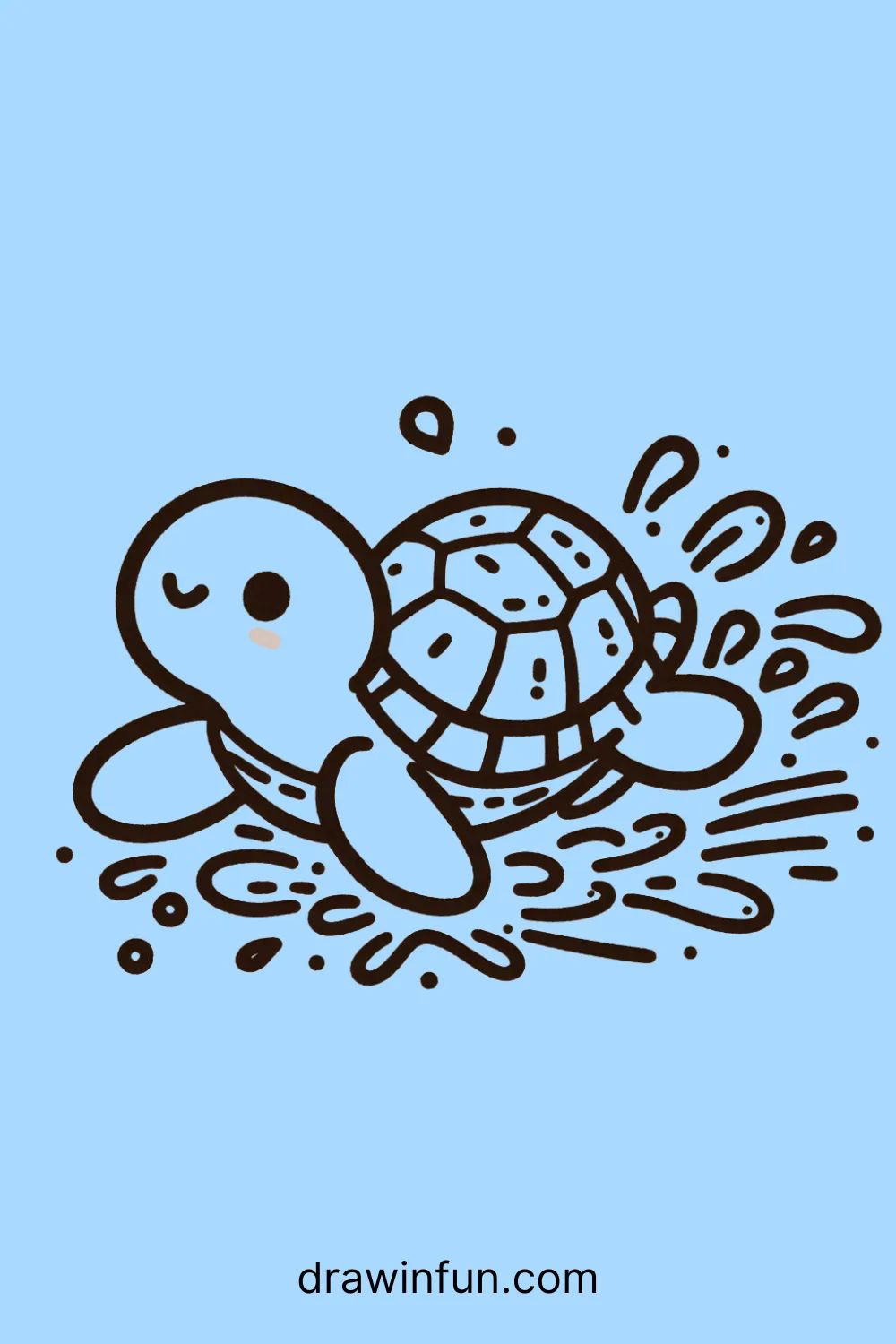 Turtle splashing water easy drawing