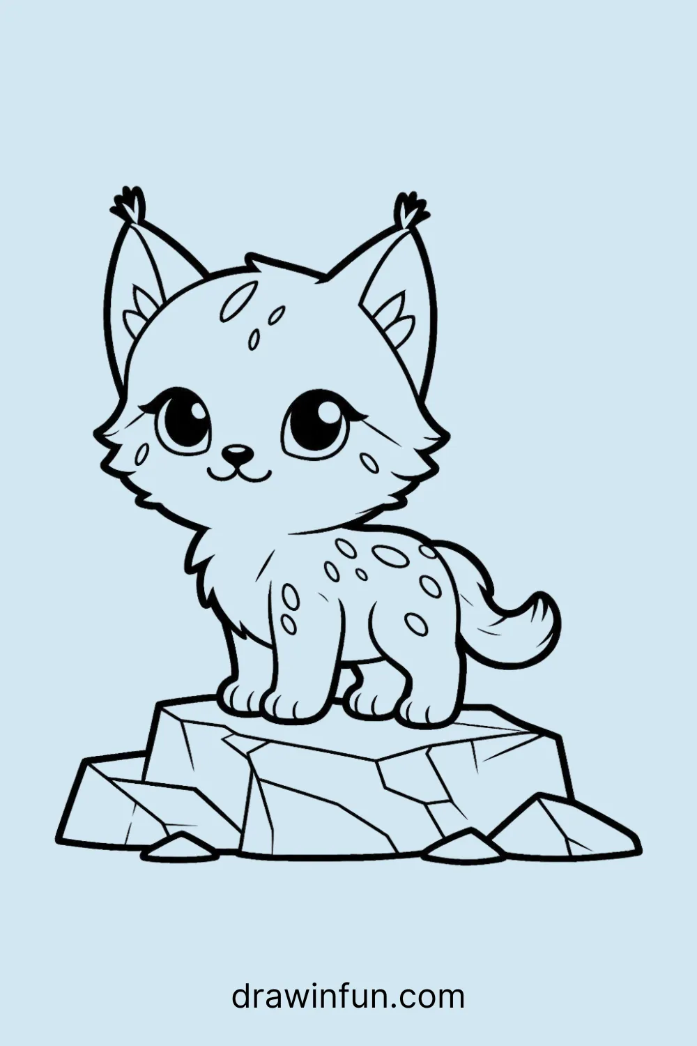 Lynx standing on a rock easy drawing