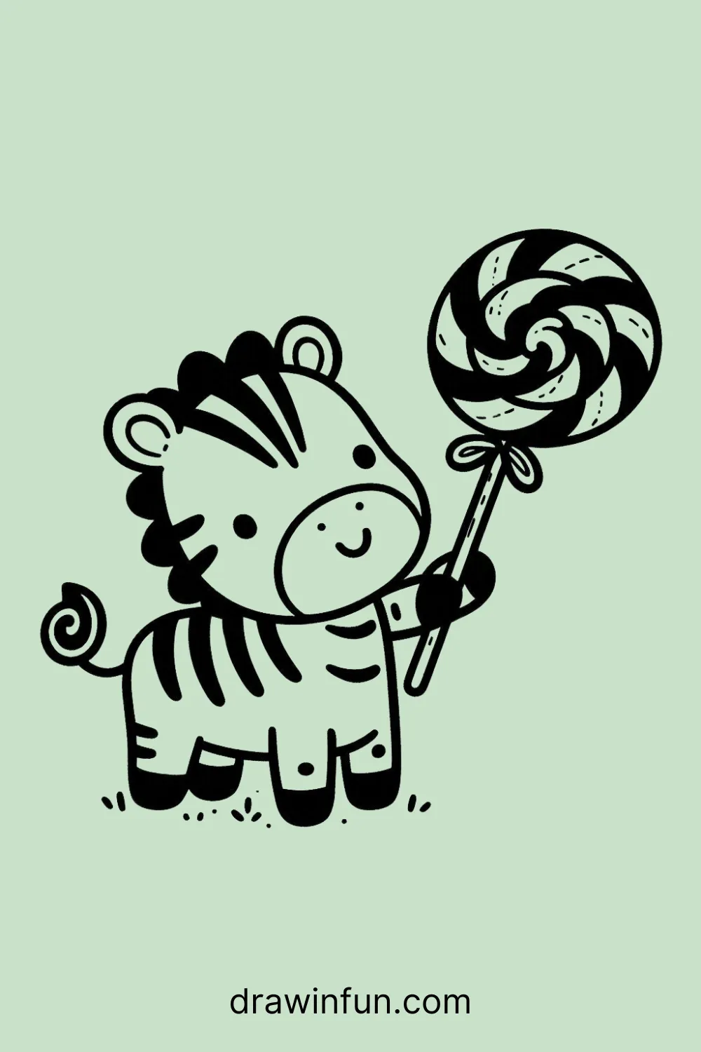 A zebra holding a stick easy drawing