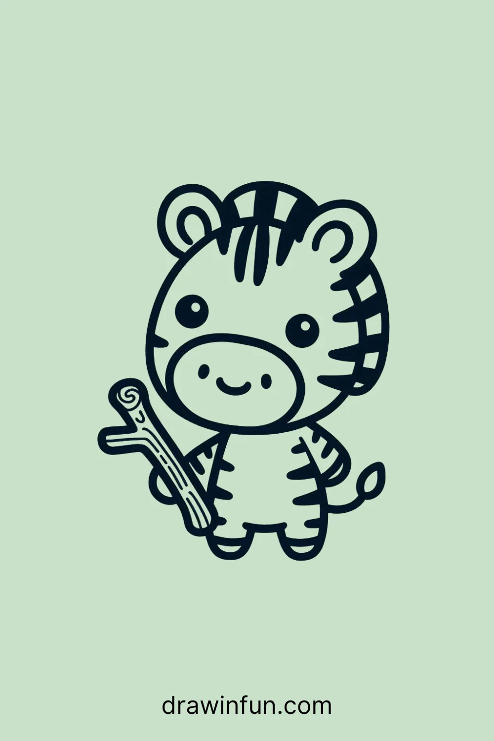 A zebra holding a stick easy drawing