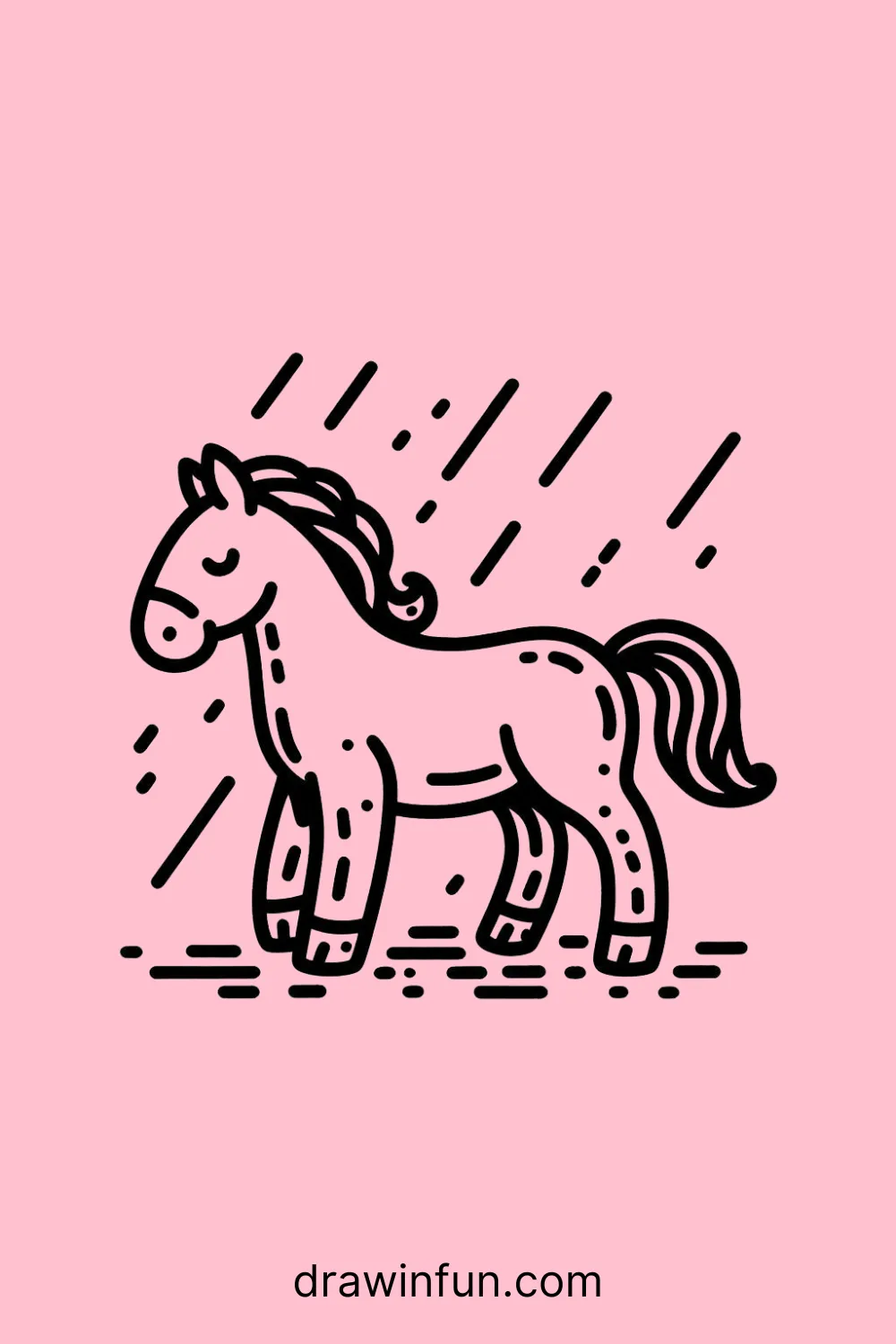 Horse in the Rain easy drawing