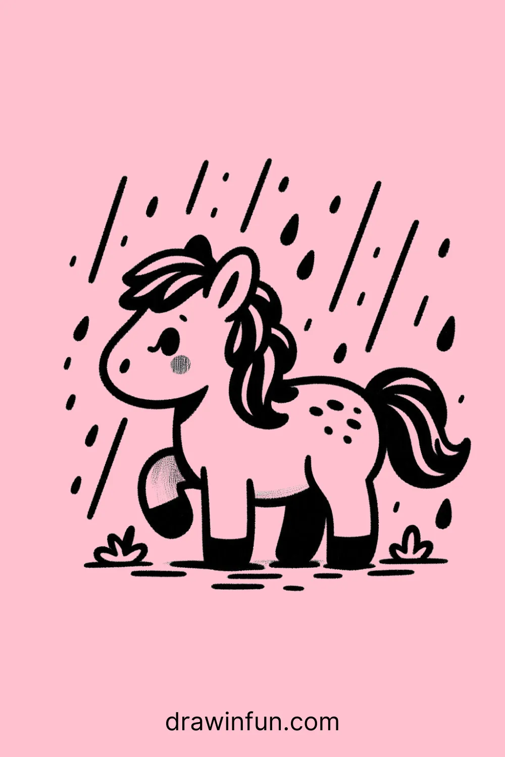 Horse in the Rain easy drawing