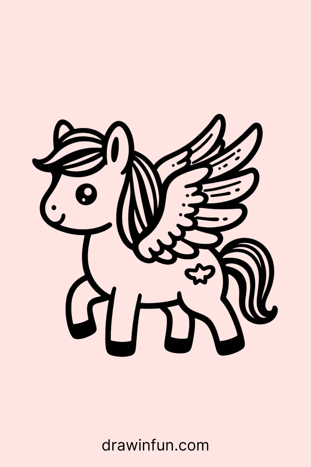 Horse with angelic wings easy drawing