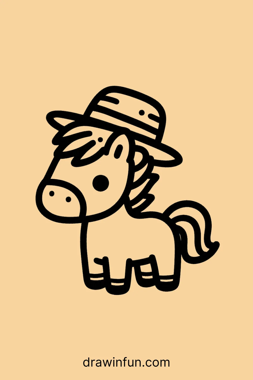 Horse wearing a hat easy drawing