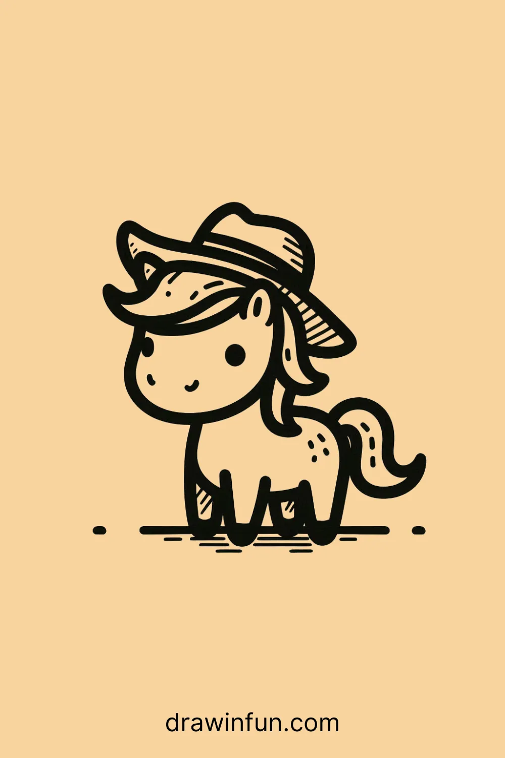 Horse wearing a hat easy drawing