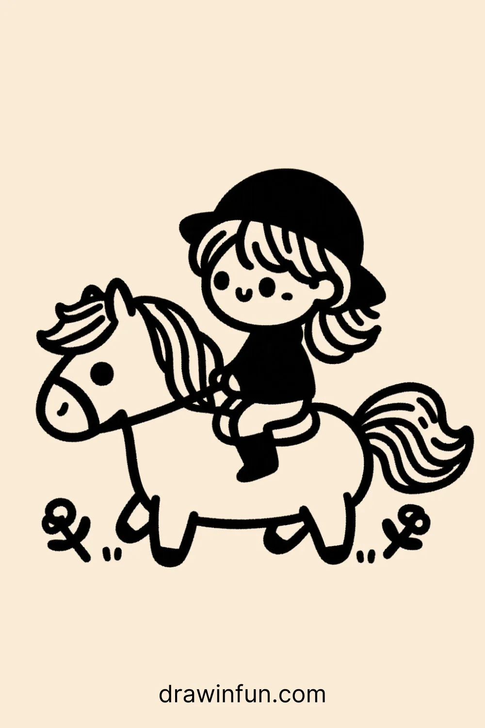 Horse with a Rider easy drawing