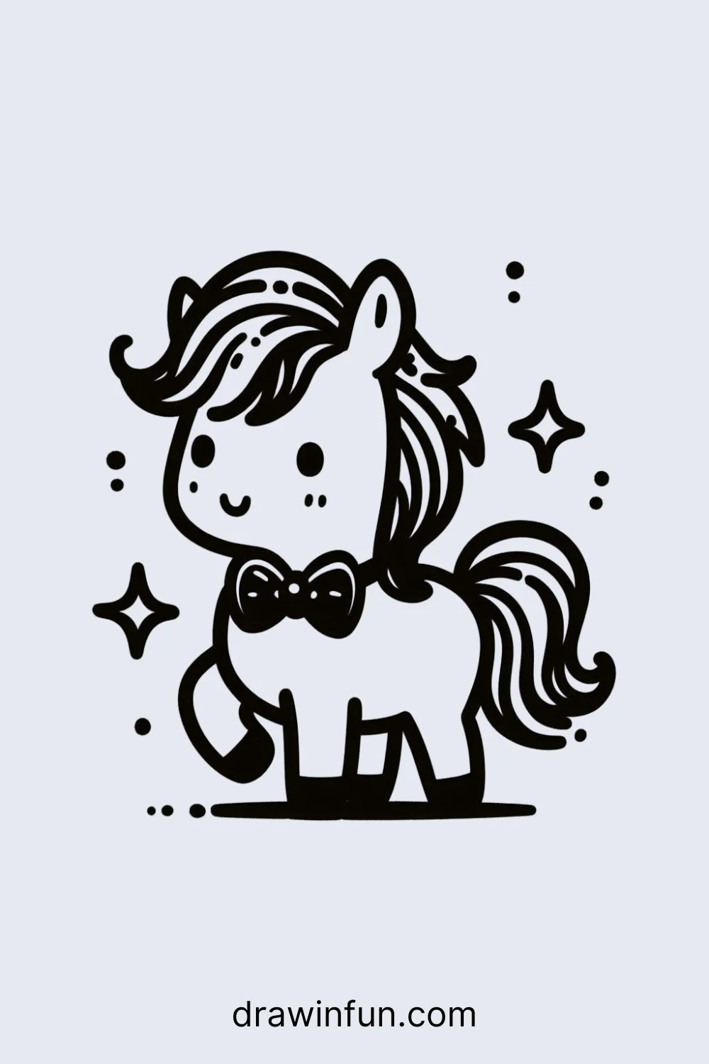 Horse wearing a bowtie easy drawing